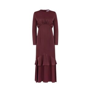 Elegant Burgundy Long Sleeve Dress